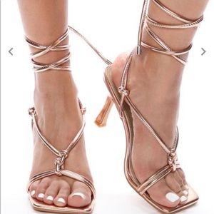 Rose Gold Metallic Wrap Sandals